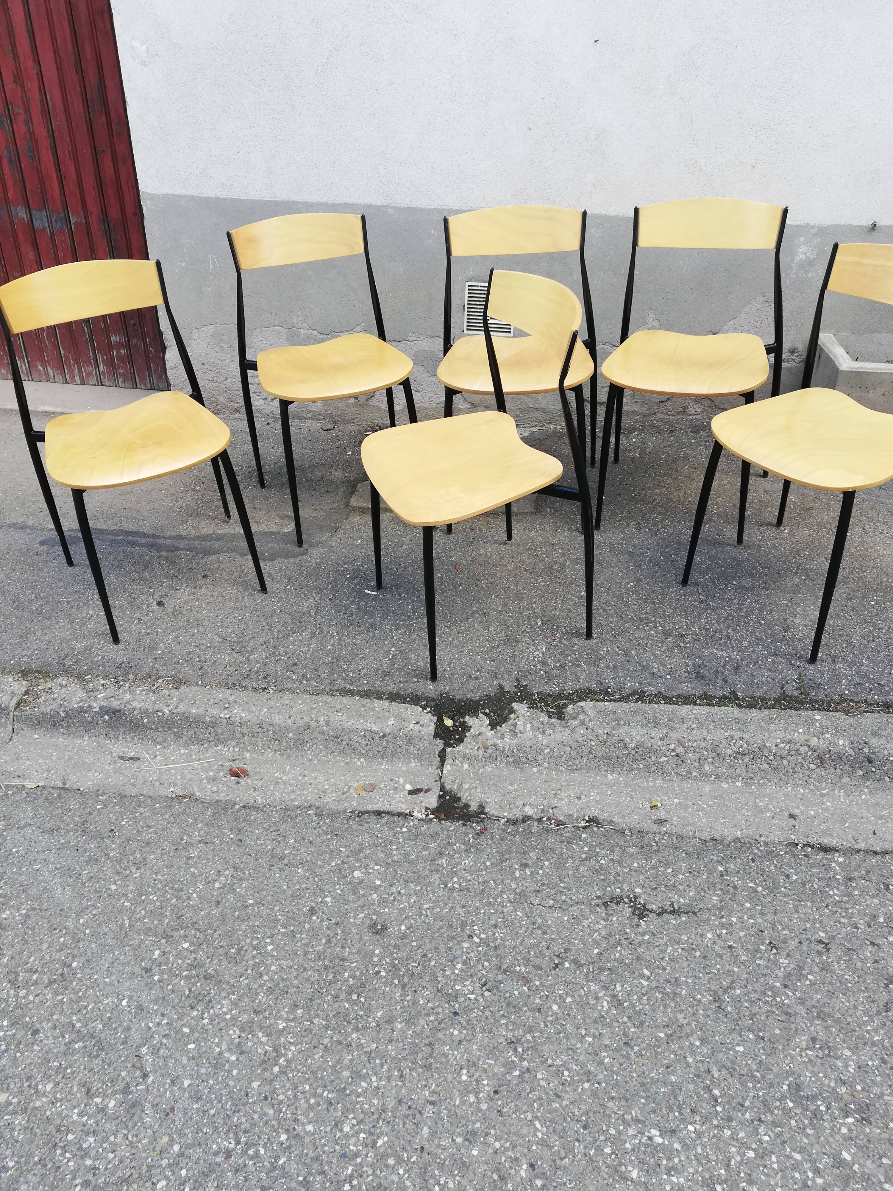 Set de 6 chaises vintage métal et bois