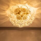 Sputnik ceiling light in floral glass and brass, Germany, 1960s.