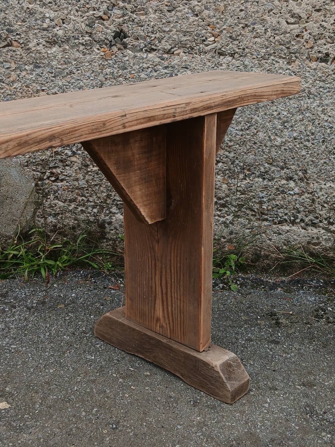 Antique pine farmhouse bench, 200 cm