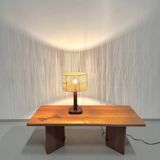 Vintage Pine & Teak Table Lamp with new Shade, 70s.