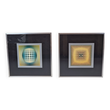 Victor Vasarely, Compositions, 1970s, Gelatin Offset Lithographs, Set of 2