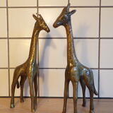 Pair of brass giraffes