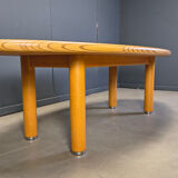 XXL dining table in burl and elm wood, 1980s