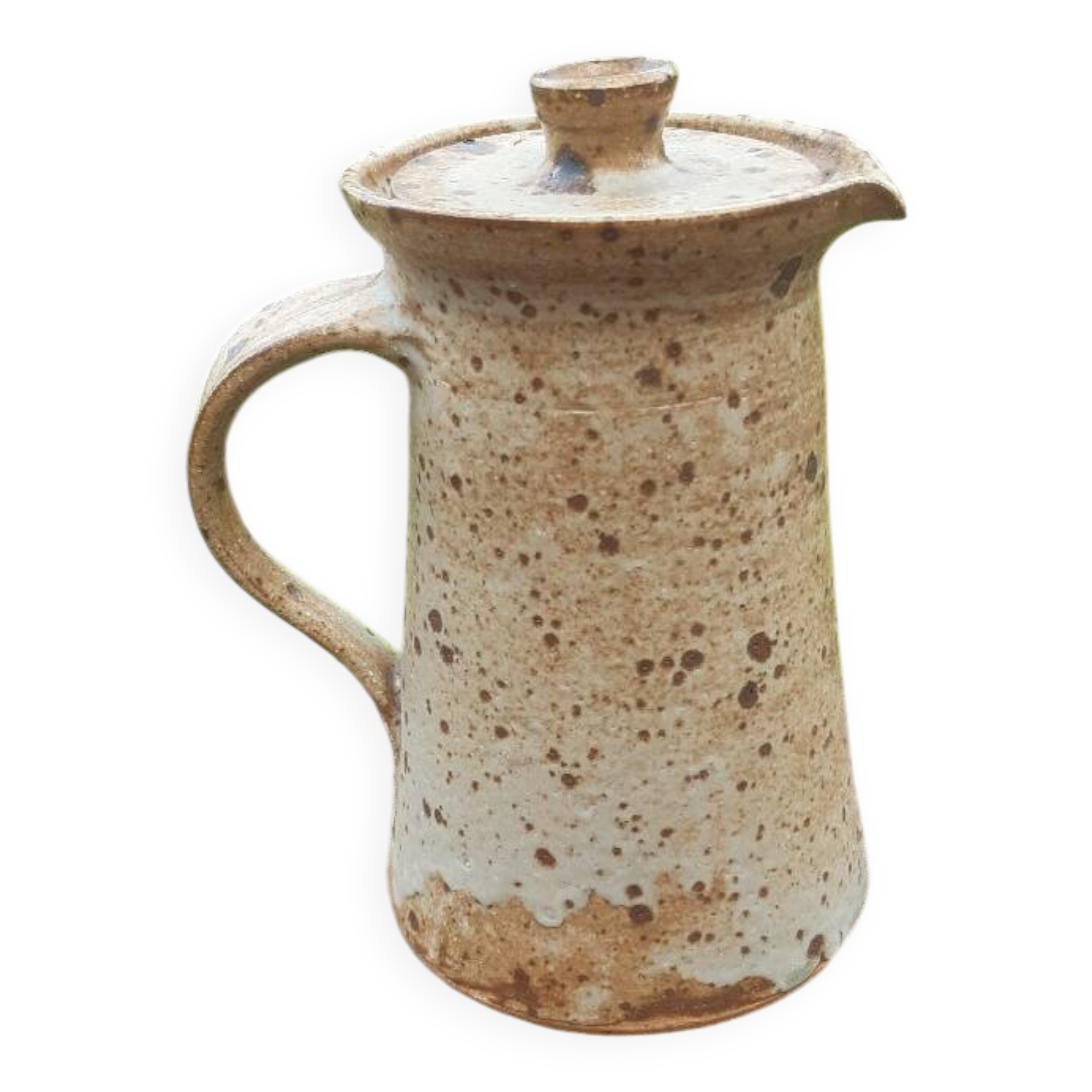 Pyrite stoneware jug with lid, France, 1970