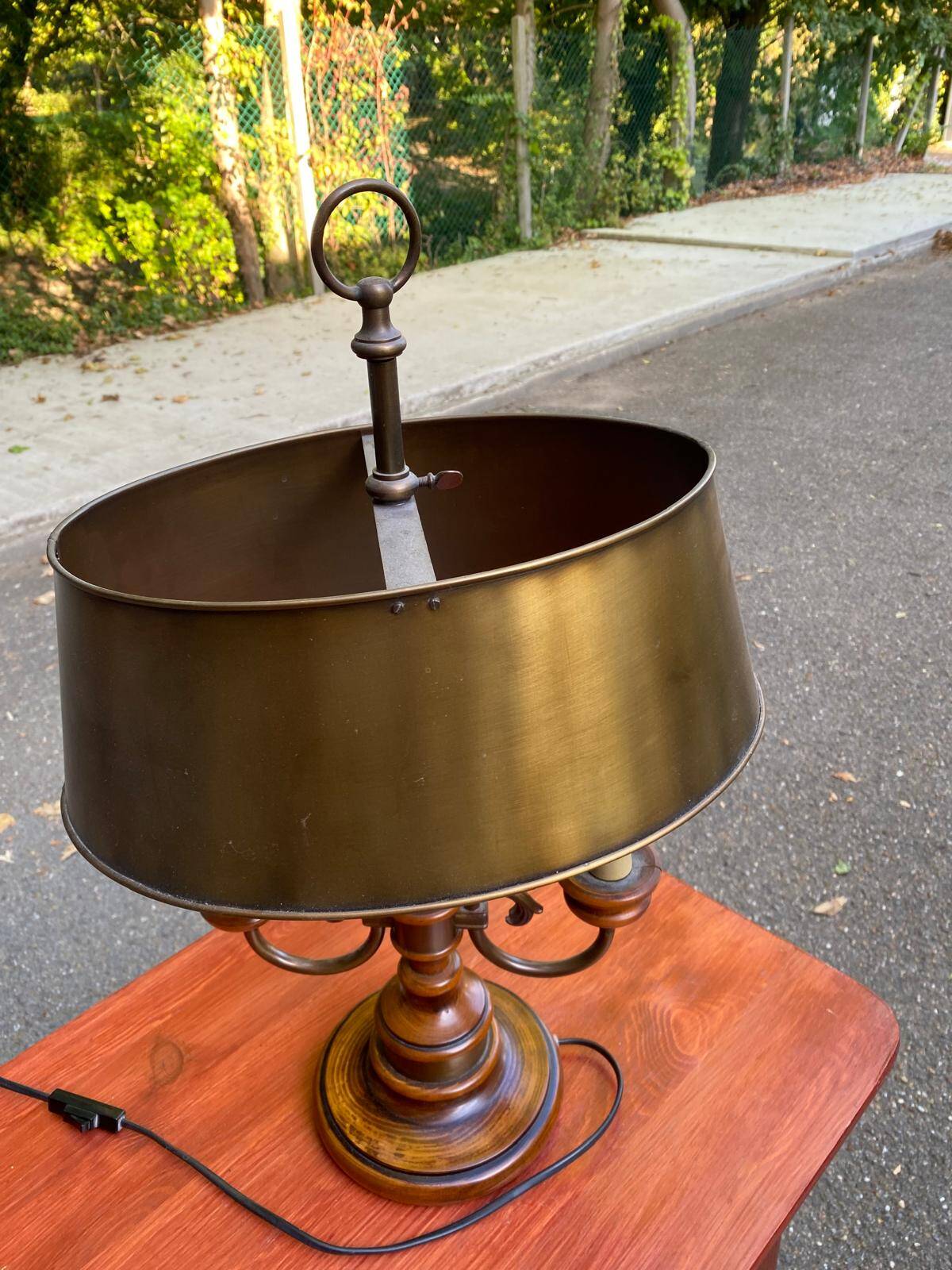 Hot water bottle lamp in solid wood and gilded bronze