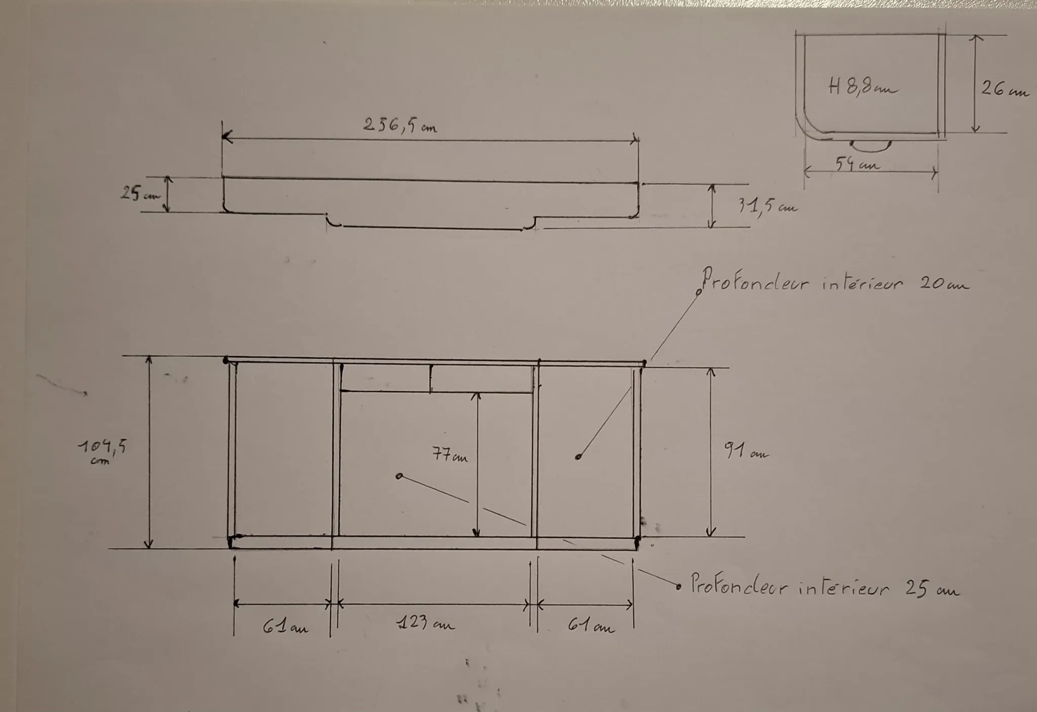 High enfilade, shallow 31.5 cm