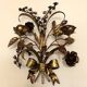 Pair of gold plated wall double candleholders with roses by Hans Kögl, 1960