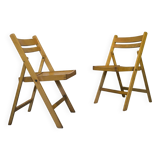 Pair of vintage folding wooden chairs