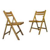 Pair of vintage folding wooden chairs