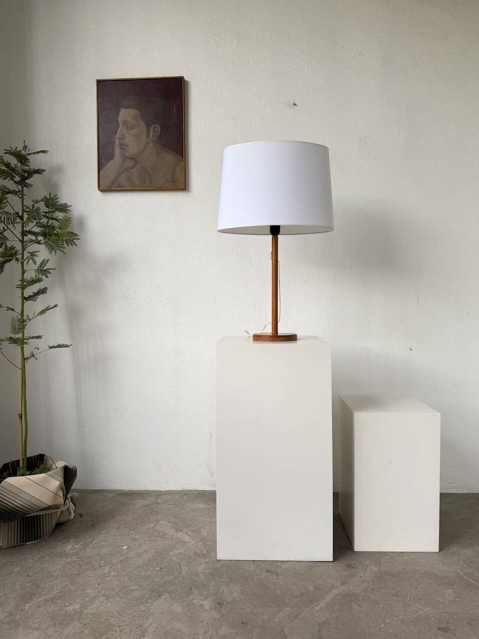 Lampe de table bois chêne années 70
