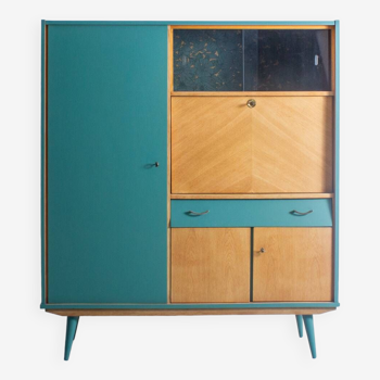 Meuble secrétaire avec de nombreux rangements entièrement relooké, circa 1960