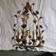 Rare suspension / antique chandelier with 5 lights - Flowers & Foliage in gilded metal
