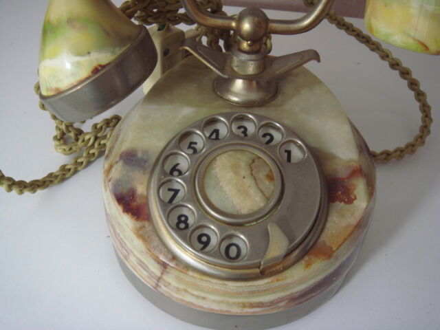 Phone old with marble and gold plated 17 k italy
