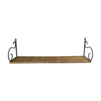 Wall shelf wicker and wrought iron 50s