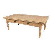 Table basse ancienne dessus sapin en pointe de Hongrie
