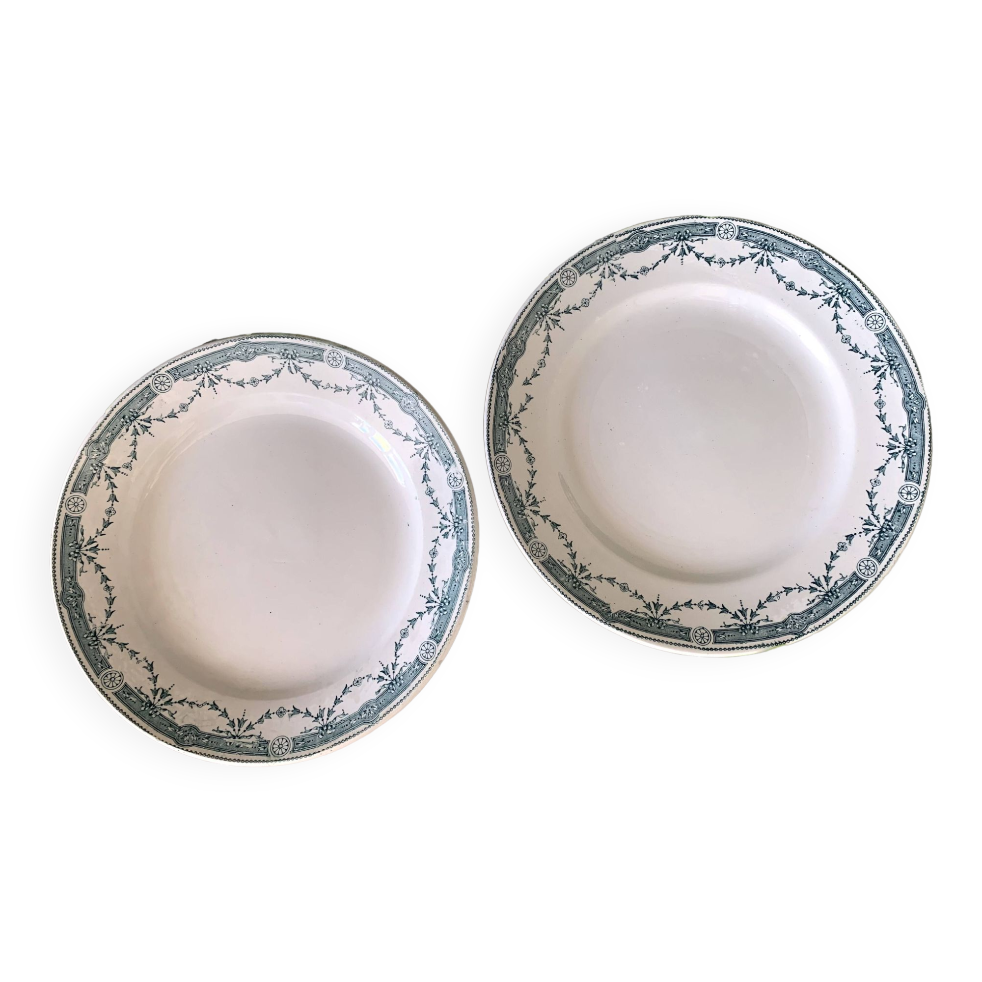 Duo of old earthenware dishes from Saint-Amand (North)
