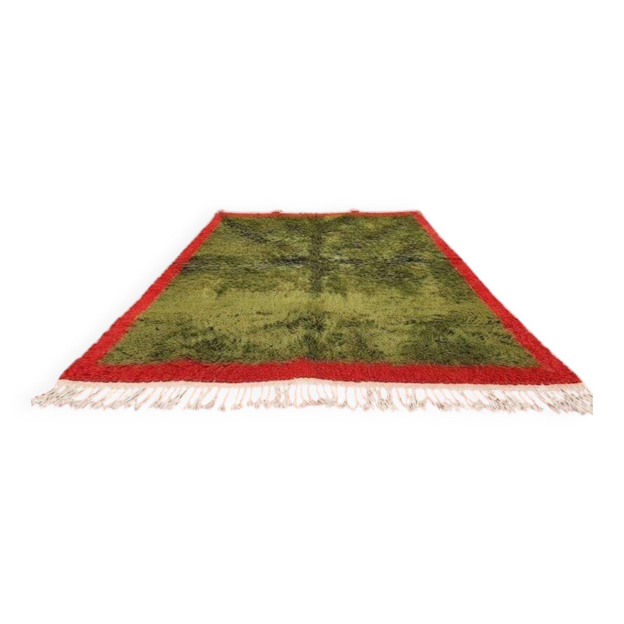 Moroccan Berber rug in green and red 300x200 cm – handmade rug