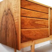 Walnut veneer row edition Bytomskie Zaklady, Polish Mid-Century 1960s