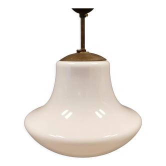 Older ceiling/hanging lamp in milky white opaline glass.