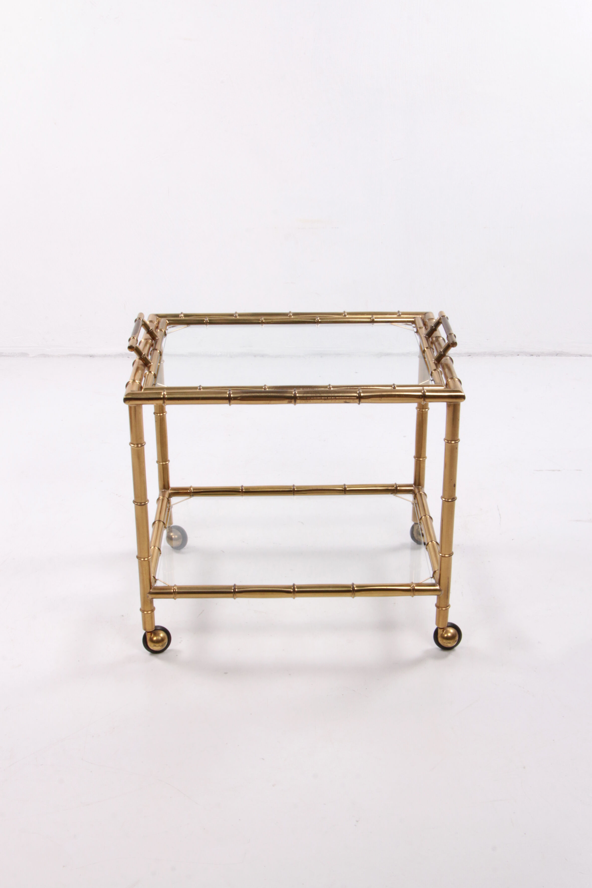 Bar trolley made of metal with bamboo motif with removable tray, 1970s