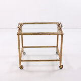 Bar trolley made of metal with bamboo motif with removable tray, 1970s