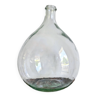 Dame-jeanne ancienne 10L – verre transparent bullé – pièce de charme