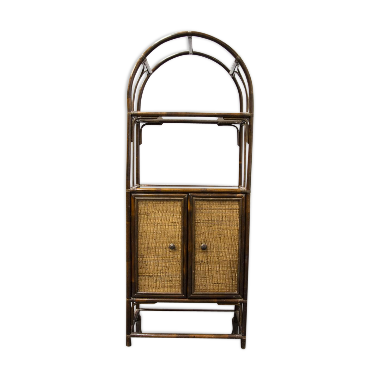 Bookcase in bamboo and caning