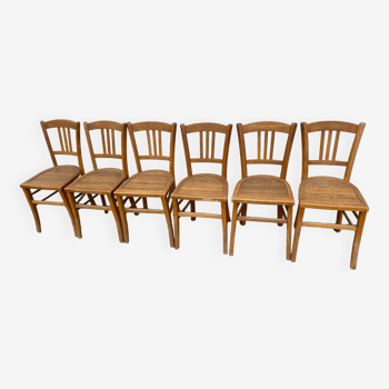 Set of 6 slatted bistro chairs