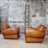Pair of leather club chairs