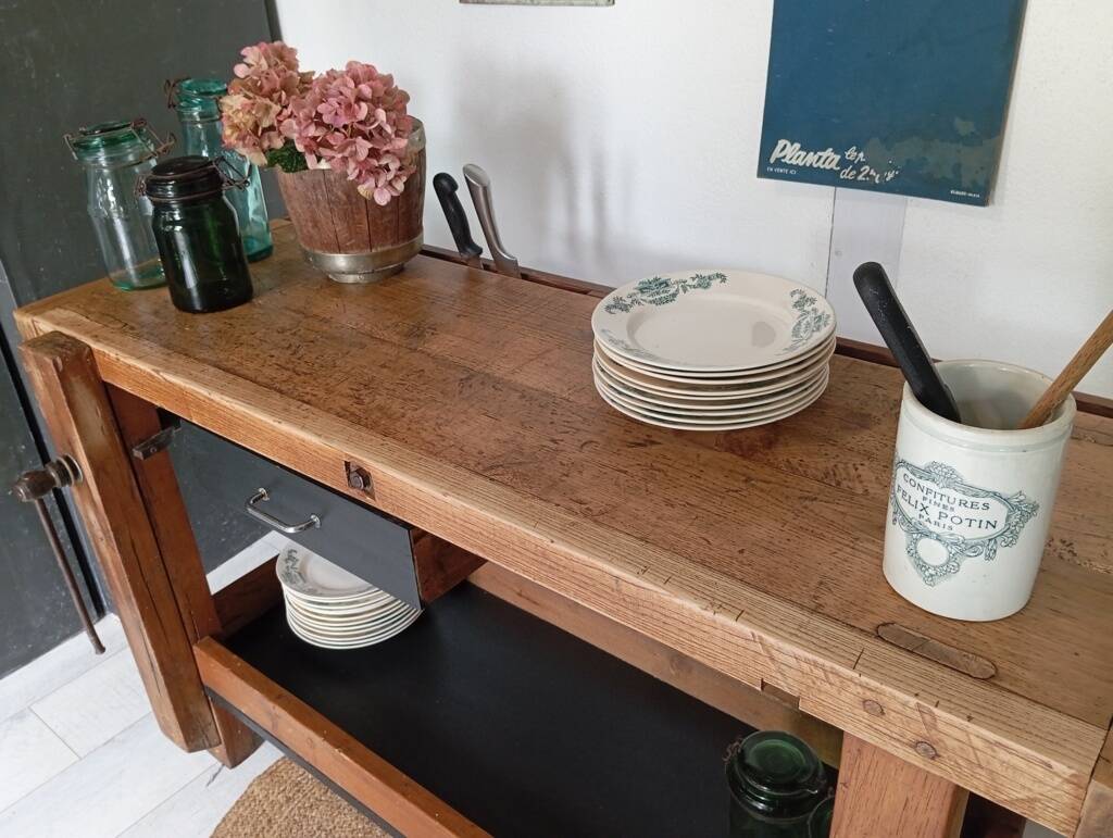 139 cm solid oak workbench