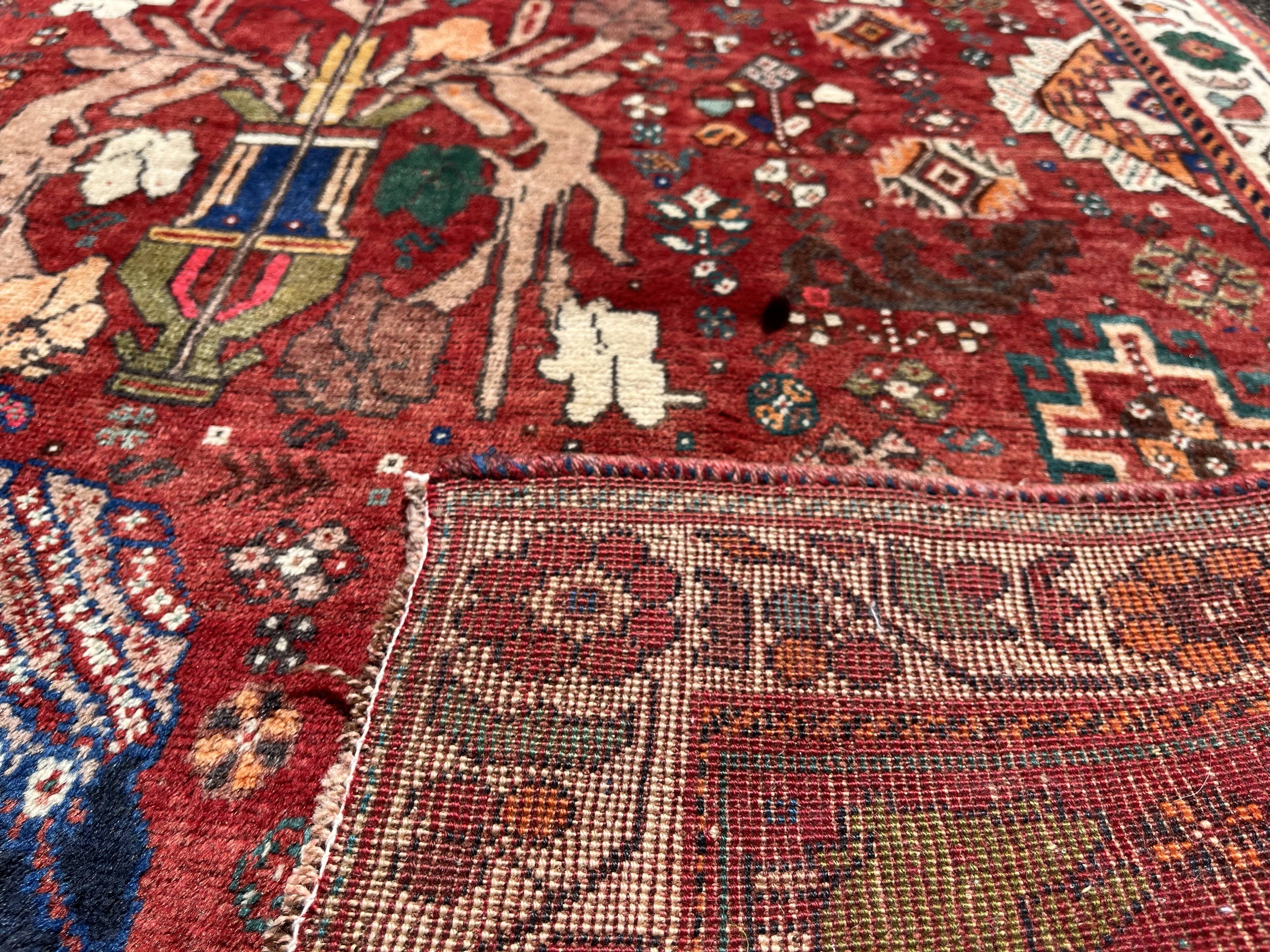 Gashgai nomadic / figurative carpet circa 1920