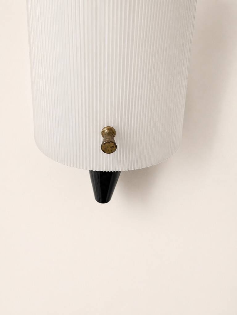 Pair of vintage wall sconces, black ABS and perspex, France, 1970.