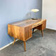 Desk with glass top, walnut, 1950s