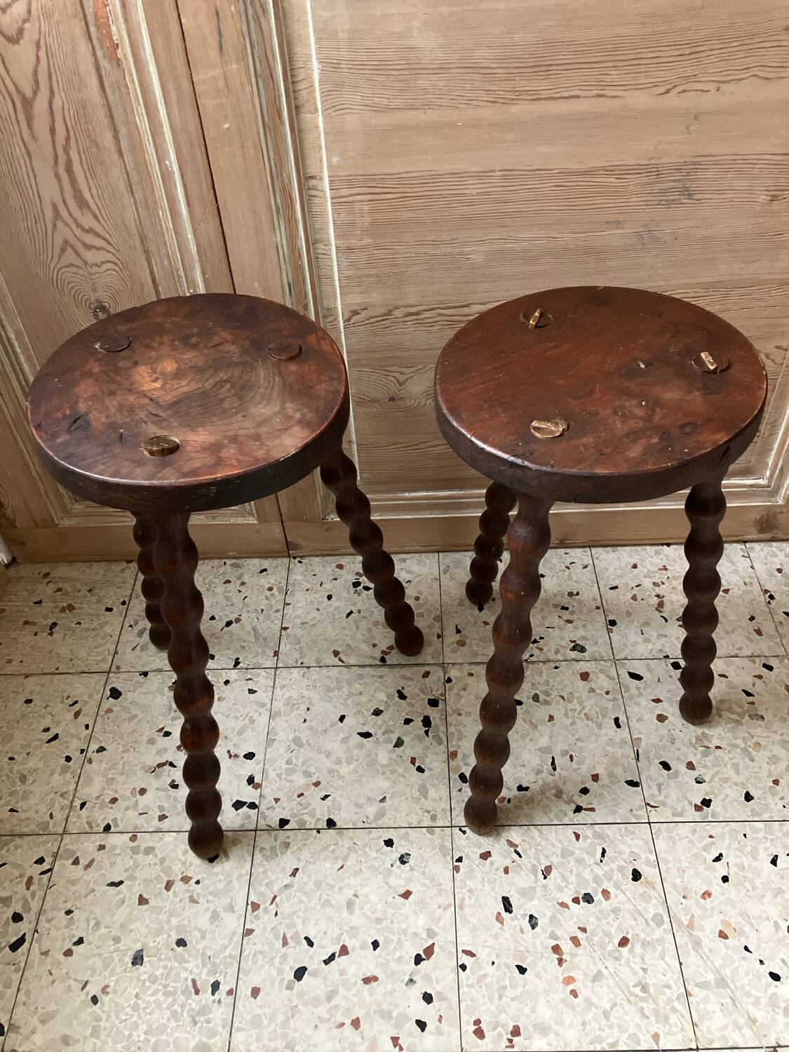 Pair of tripod stools