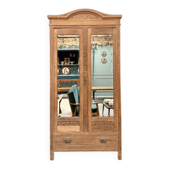 Art Deco oak wardrobe with mirrors (refurbished)