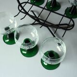 6 verres à vin Roemer avec gravure sur un support en fer forgé fait main, vintage