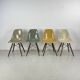 Eames Herman Miller DSW side chairs in greige, seafoam green, light ochre and parchment with slight