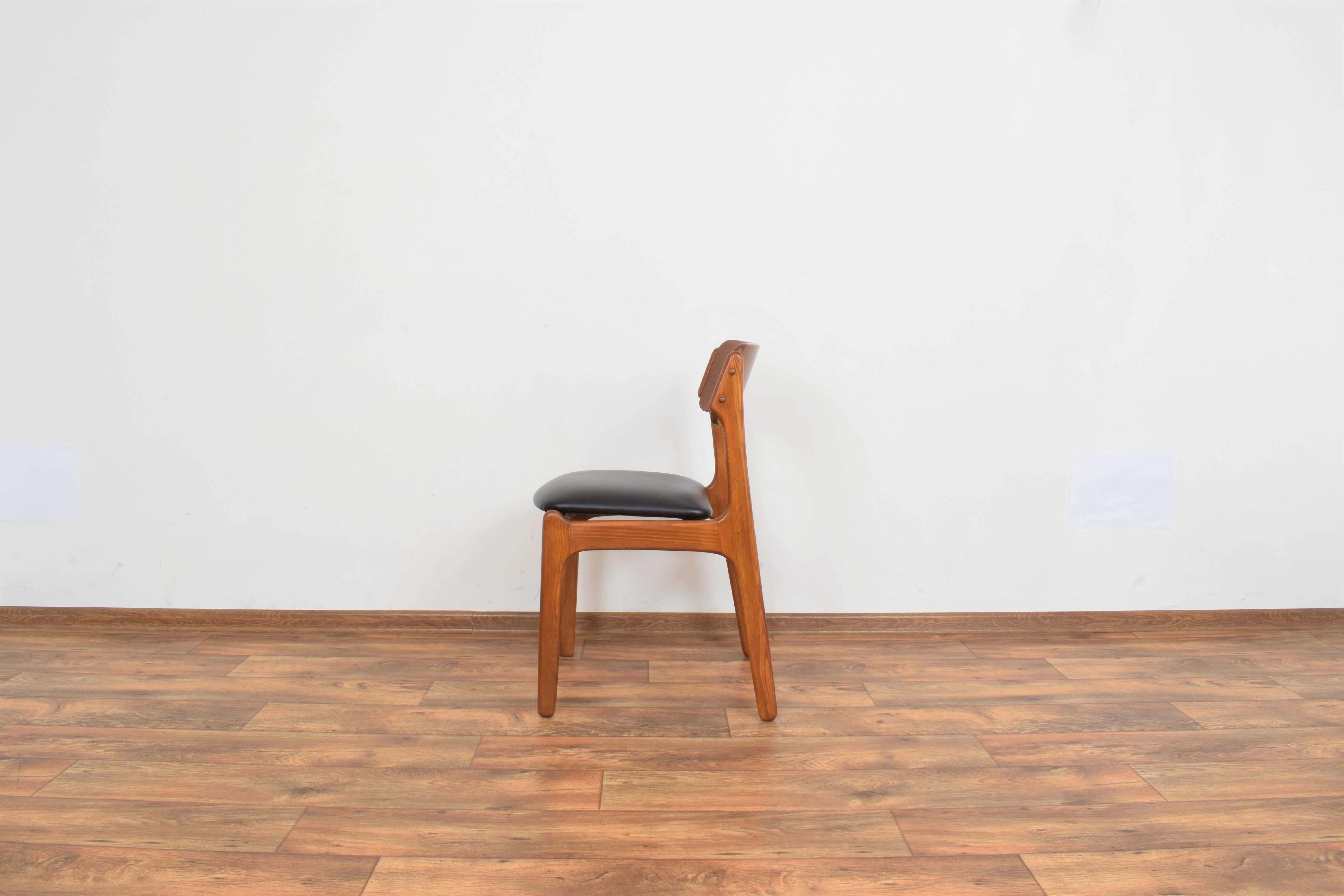 Mid-century danish teak & leather dining chairs by Erik Buch, 1960