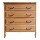 Louis XV style chest of drawers, in blond wood, vintage 60s