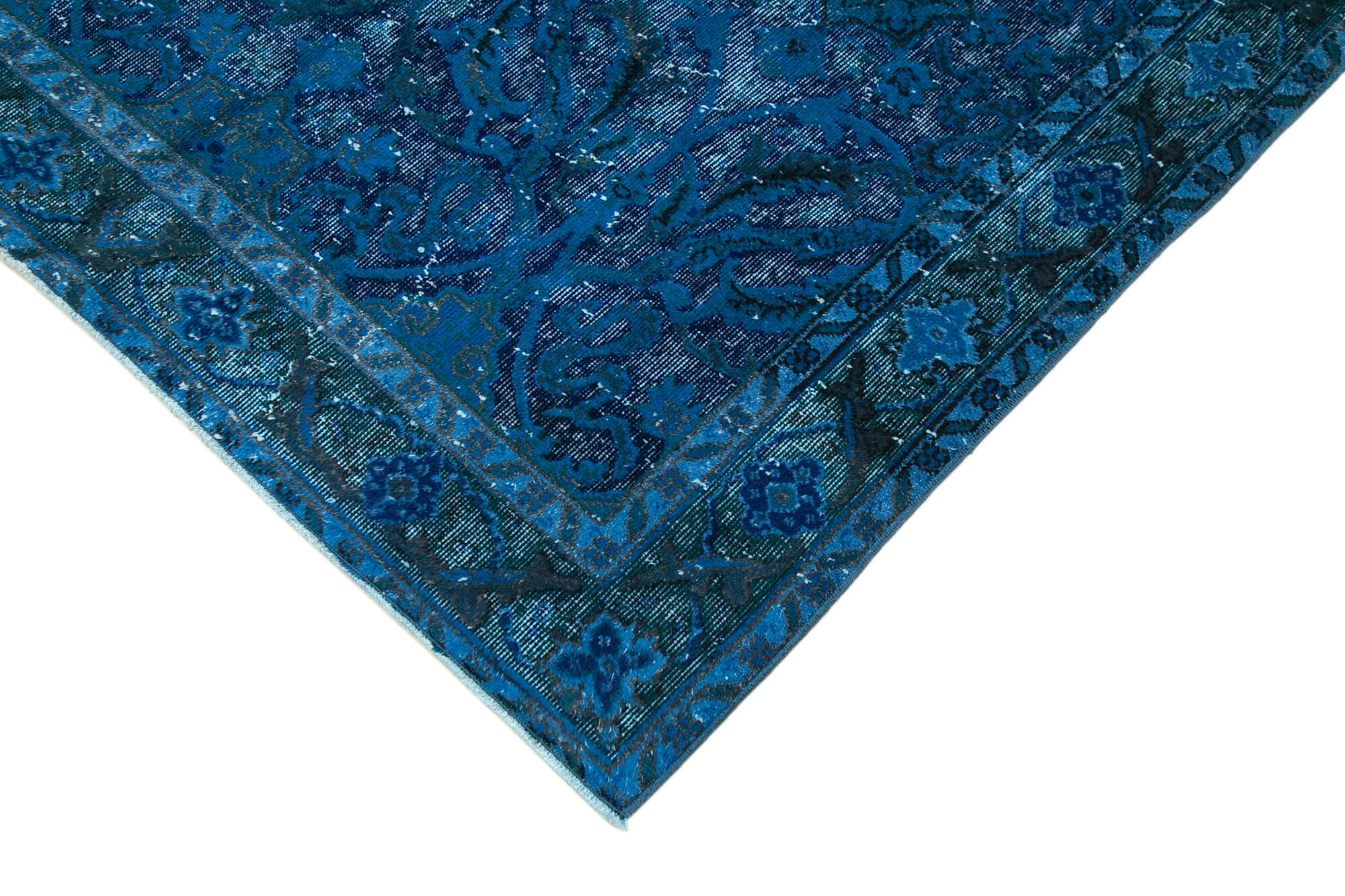 Hand-knotted antique turkish 1980s 146 cm x 263 cm blue rug