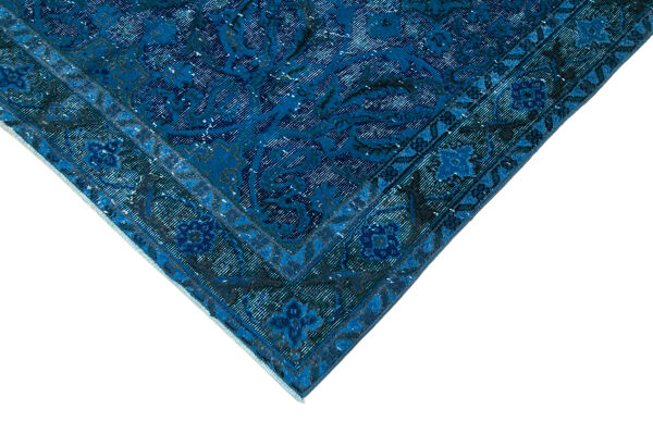 tapis turc antique des années 1980 noué à la main 146 cm x 263 cm tapis bleu