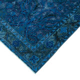 Hand-knotted antique turkish 1980s 146 cm x 263 cm blue rug