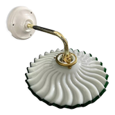 Vintage wall lamp in electrified corrugated opaline to new