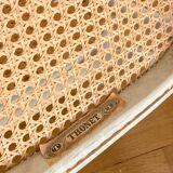 Rocking Chair THONET époque fin XIXe en bois courbé cérusé grège