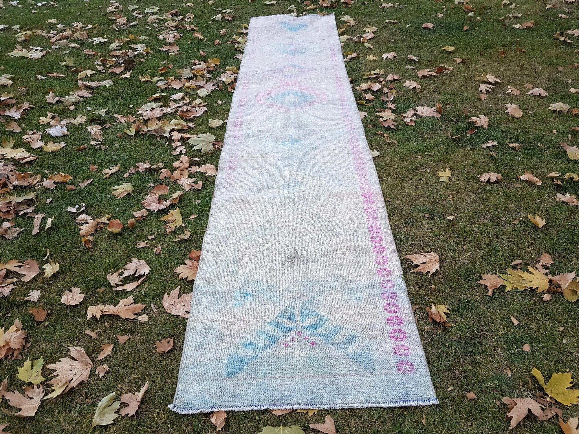 Vintage Turkish hallway rug 80x400 cm