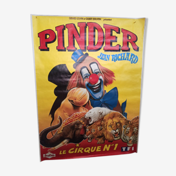 Affiche cirque Pinder 156 cm clown Jean Richard