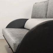 1980s vintage velvet and faux leather sofa with pillowcases, Italy.