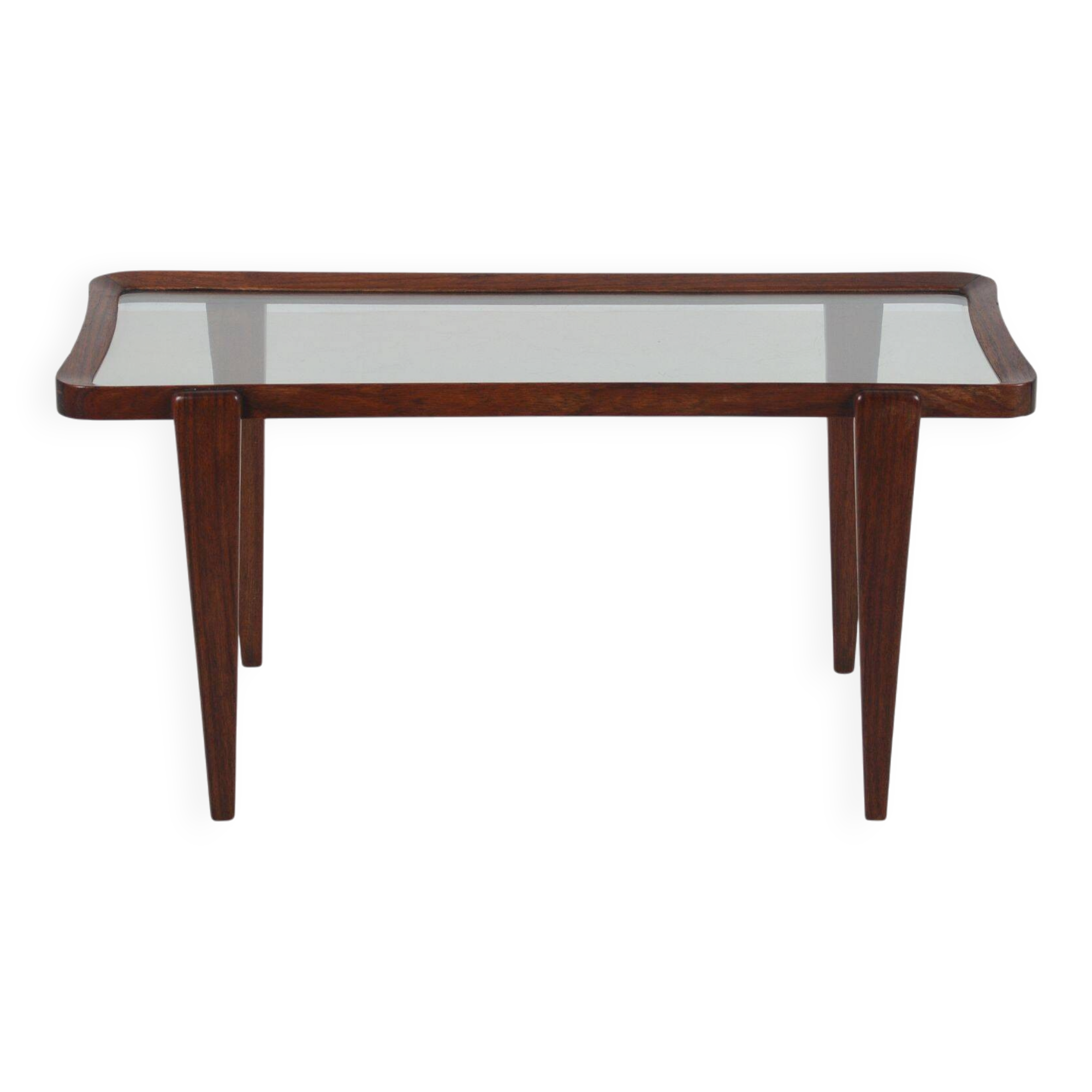 Italian coffee table with glass top in the style of Ico Parisi, 1950s