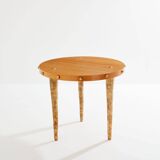 Oak and patinated bronze tripod pedestal table by Garouste & Bonetti 1987