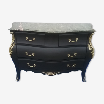 Commode noire style Louis XV 4 tiroirs